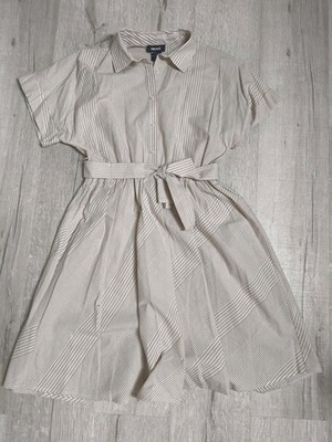 DKNY Hemdblusenkleid Beige/Weiß gestreift Gr. 34   Neu ohne Etikett