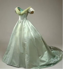 Green Gowns Victorian Vintage Evening Dresses Corset Bodice Renaissance Prom