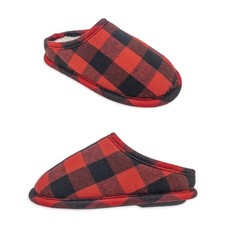 NWT Holiday Time Toddler Plaid Slippers Indoor/Outdoor Sole, Size 9/10