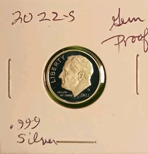 2022 S Roosevelt Dime .999 SILVER Proof FROSTY Coin President Roosie Sweet TuF A