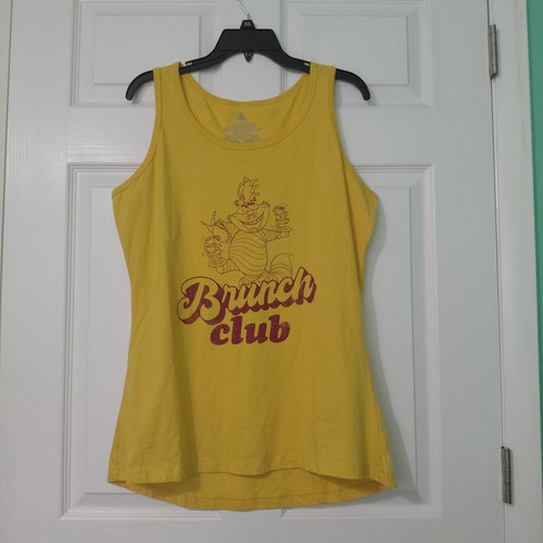 Disney Alice In Wonderland Tank Top Womens XLarge Yellow Cheshire Cat Graphic