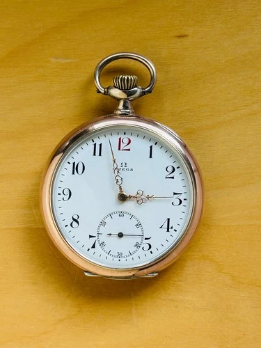2K828 Antique Omega silver pocket watch, popular red ´´12´´