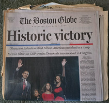 Barack Obama Historic Victory Boston Globe Nov 5, 2008 Full Paper