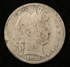 1892 Barber Half Dollar 50C Good Grade Silver Type Coin (#SLC00265)
