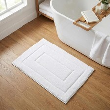 White Bathroom Rug 16" x 24", Non-Slip Microfiber Bath Mat
