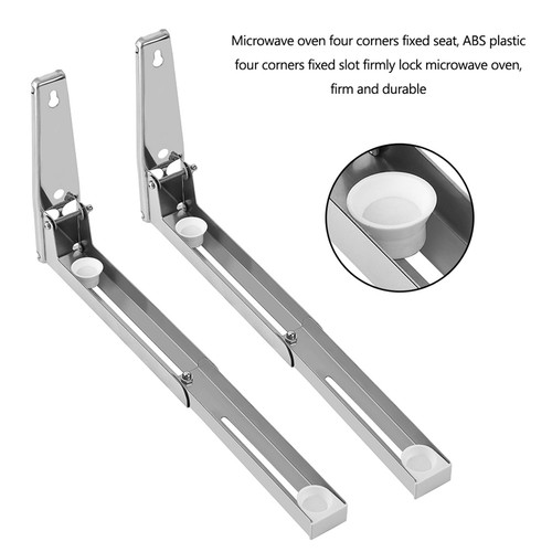 Stainless Steel Microwave Oven Wall Mount Bracket Foldable Stretch Shelf Rack - Bild 4 von 11
