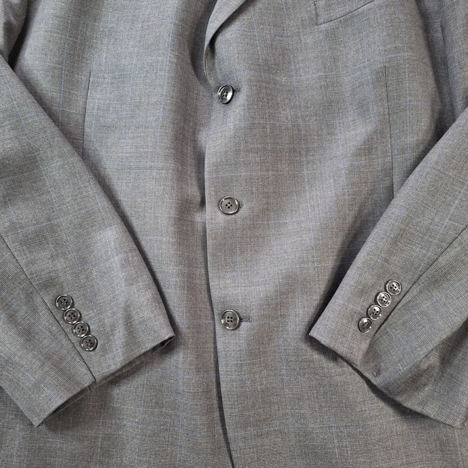 Костюм Jones New York мужской 52L серый синий оконное стекло комплект из 2 предметов 3 пуговицы плиссированные - Изображение 4 из 4