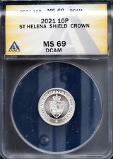 2021 1/10 oz .999 Silver St Helena Crown PF69 DCAM ANACS # 7994214 + Bonus