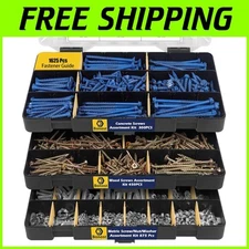 All-in-One 1625 Pcs Concrete Screw & Fasteners Assortment with Stackable Case