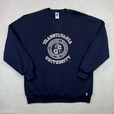 VTG  90s Russell Athletic Transylvania University Crewneck Men L Blue USA Made