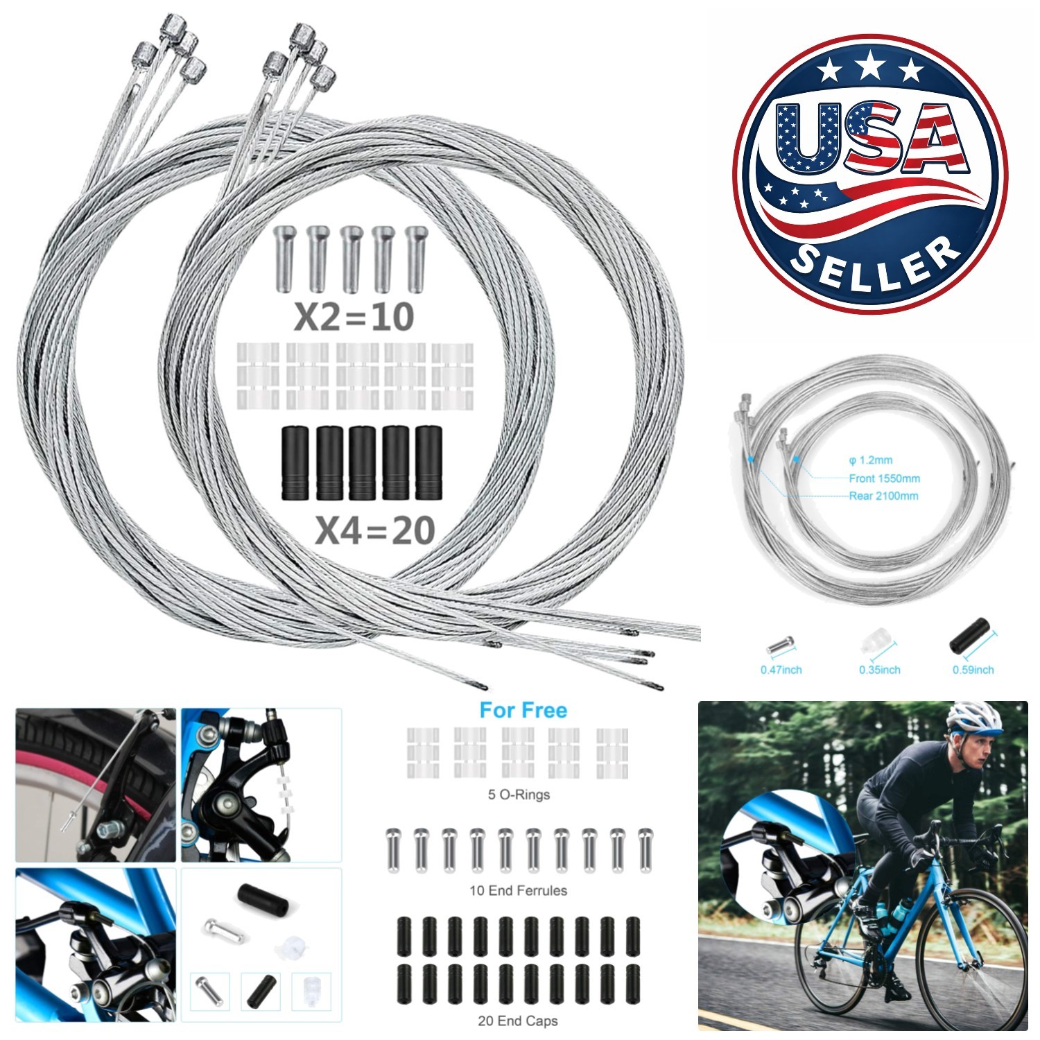 10PCS  Bike Shift Cable Kit - Corrosion-Resistant for MTB & Road Bikes