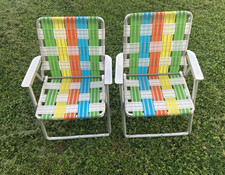 Vintage Set of 2 Kids Folding Outdoor Lawn Ch...