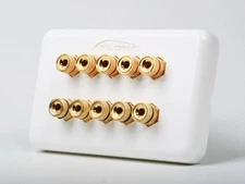 5 Speaker 10 Binding Post Banana Jack Wall Face Plate Surround Sound White