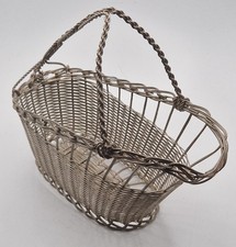 Silver Plated Wine Basket Christofle Style VTG Bottle Basket Wine Server Lot 2