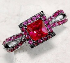 2CT Treated Ruby 925 Solid Sterling Silver Filigree Ring Jewelry Sz 6,7,8,9 MR1