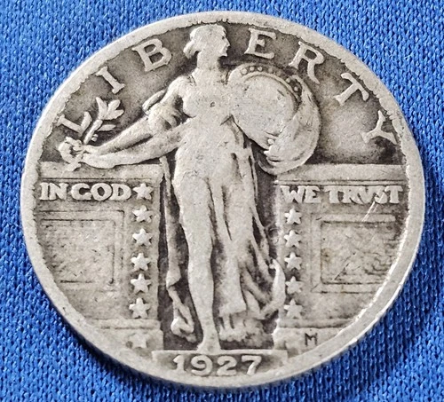 A 1927 Standing Liberty Quarter. Nice Original Coin