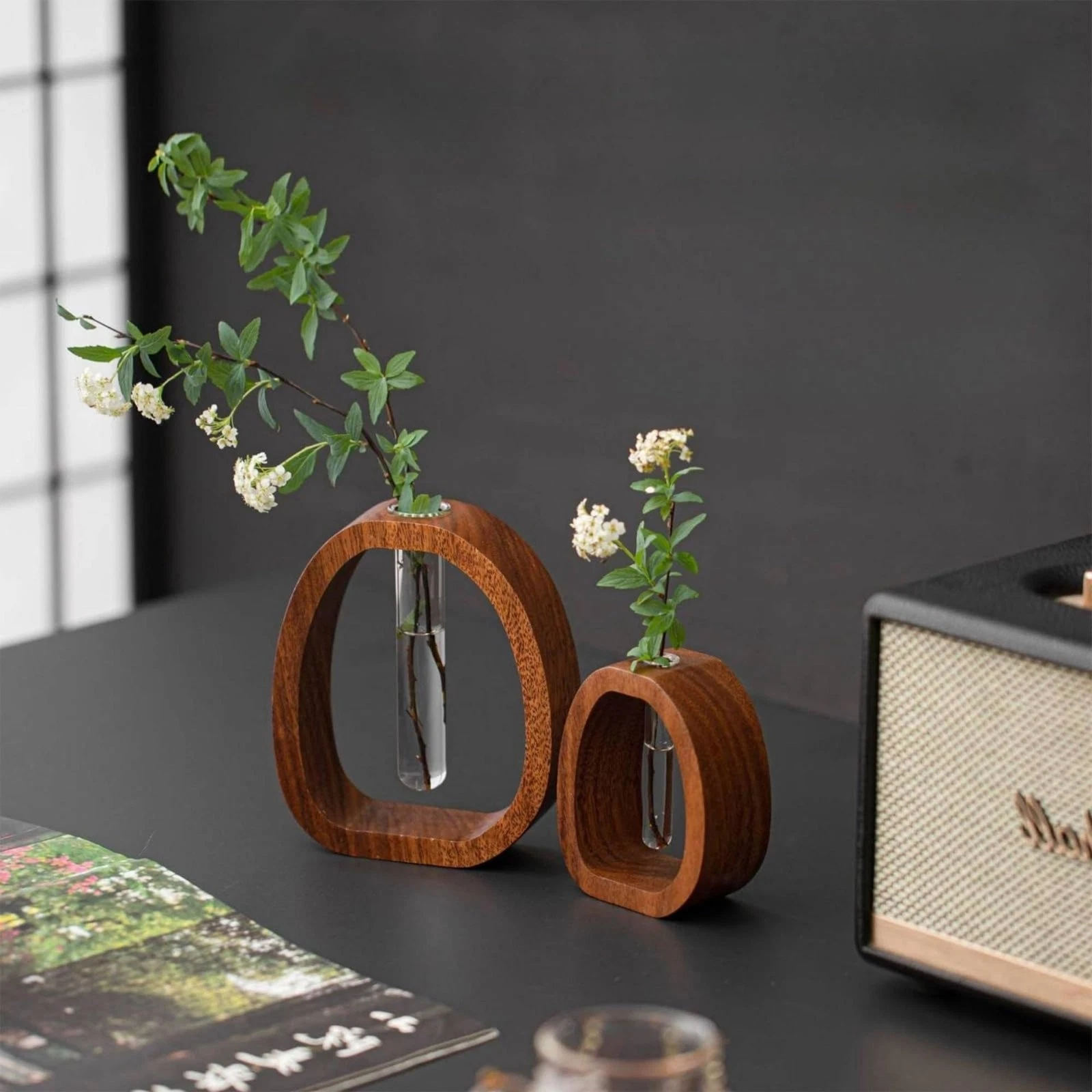 2 Pieces Desktop Mini Vase Minimalist Glass Tube Vase Space-Saving Size
