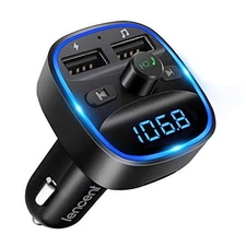  FM Transmitter, Bluetooth FM Transmitter Wireless Radio Adapter Car Blue-12W