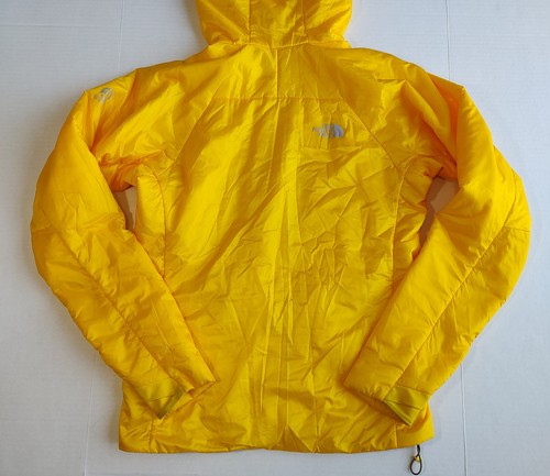 The North Face Summit Series Puffer Jacket Mens M Yellow Hooded Primaloft Zip - Picture 3 of 12