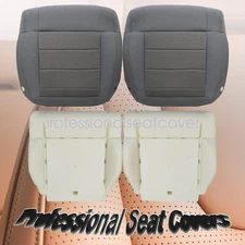 For 2008-2010 Jeep Wrangler Sahara Front Bottom Seat Cover Gray / Foam Cushion