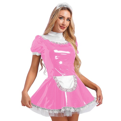Costume da damigella francese in pelle effetto bagnato da donna grembiule mini abito fantasia - Foto 46 di 115
