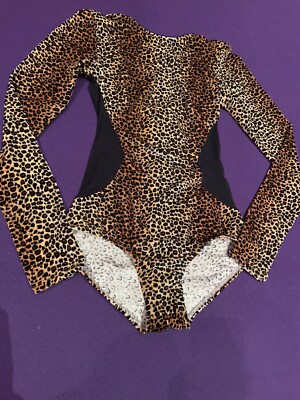 NWT one rad girl by dress the population LS bodysuit velvet leopard Black mesh S