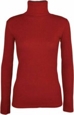 Ladies Womens Polo Neck Roll Neck Turtle Neck Plain Jumper Top Long Sleeve 8-26