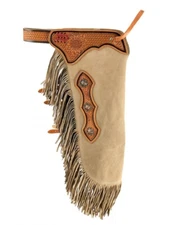 Sand Color Suede Leather Chinks Chaps Sunflower & Basket Stamp Tooling Rodeo NEW