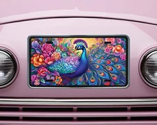 Royal Peacock Front License Plate, Car Accessory Vanity Plate