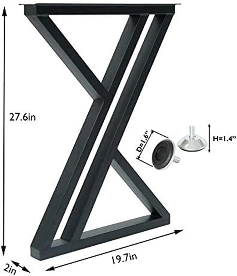 28 Inch High Triangular Shaped Metal Table Legs, Modern Cast Iron Welded Desk Le - Image 3 of 4