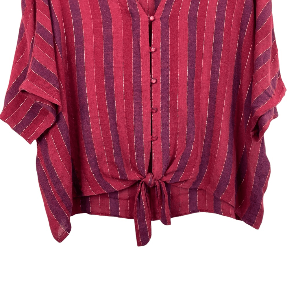 Rails Thea Tie Waist Blouse top In Rouge Stripe Size L | eBay