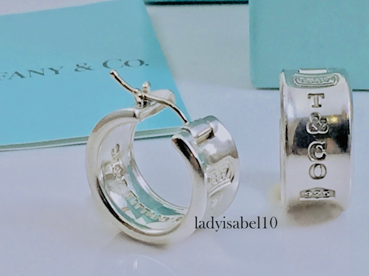Tiffany & Co. 1837 Large Huggie Hoop Earrings Love Sterling Silver