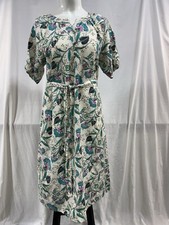 NWT Loft Linen Blend Tie Waist Floral Midi Dress Size Large