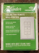 Hunter 99393 Ceiling Fan Remote Control Wall Kit with Receiver 