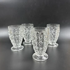 Jeannette Thumbprint MCM Footed Juice Pudding Glasses Set Of 4 - Retro Glass