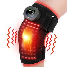 Red Light Therapy Knee Brace for Pain Relief, Vibration Knee Massager with Heat