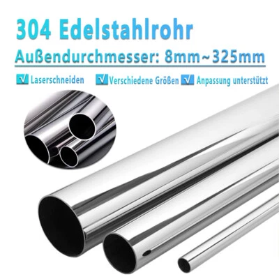 304 Edelstahl Rohr Rundrohr Wanddicke 1/1,5/2/3mm Edelstahlrohr Länge 200mm - Bild 1 von 4