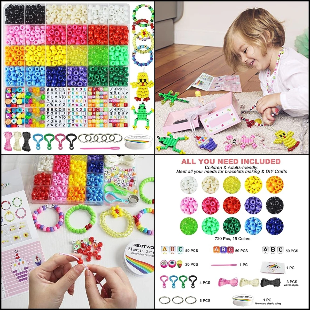 Bracelet Making Kit Girls Friendship Jewelry Pony Kandi Beads Diy