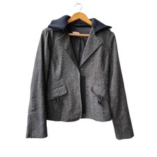 Max & Co Maxmara Wool Jacket Grey Blazer Removable Collar Ladies Size 14