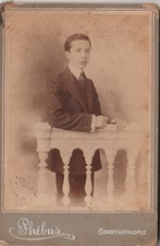 TURKEY OTTOMAN PERIOD VINTAGE CABIN PHOTOGRAPH HANDSOME BOY PHEBUS PHOTOGRAPHIE