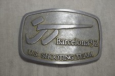 U.S. Shooting Team 1992 Barcelona Olympic Belt Buckle 3-1/4 2-1/4"