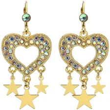 Kirks Folly Starlight Love Heart Leverback Earrings goldtone