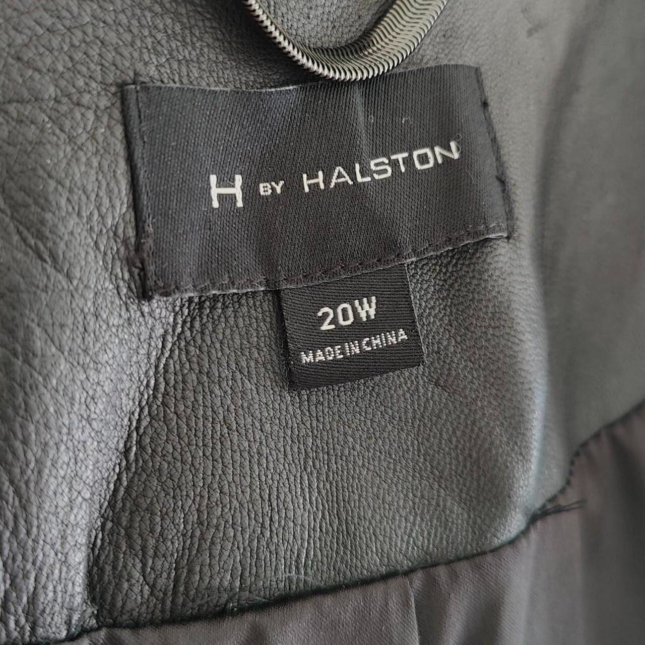 H by Halston Soft Black Leather Open Front Jacket w Stretch Knit Sides 20W