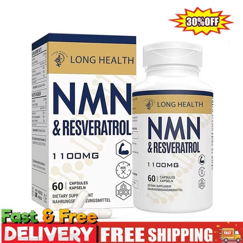 NMN+Resveratrolo 60 Capsule Integratore Antiossidante Antietà Salute 1100mg ~