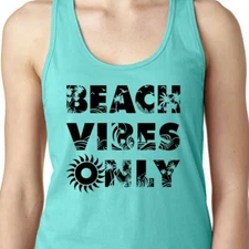 Beach Vibes Only Women's Tank Summer Sun Workout Gym Party Relax Gift Sand