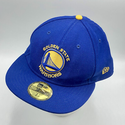 New Era Royal Blue Golden State Warriors  Badge Logo Fitted Wool Hat Size 7 1/2