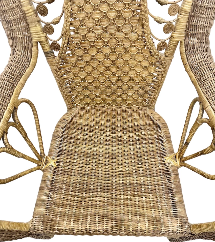 Silla bastón brazo de mimbre ratán caña de bambú natural vivero antiguo vintage Foto 3 de 4