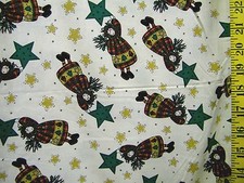 RAGGEDY CHRISTMAS DOLL WITH STARS PRINT 100 COTTON FABRIC 35X43 INCHES