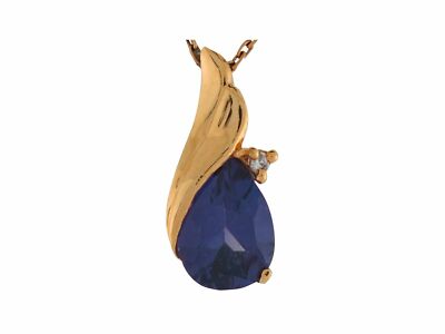 10k oder 14k Gelbgold Amethyst & Diamant Birnenförmiger schwimmender Charm Anhänger