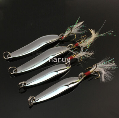 10 Pack 5/7/10/13/18/21g Metal Fishing Lure Spoon Sequins Spinner with Feather